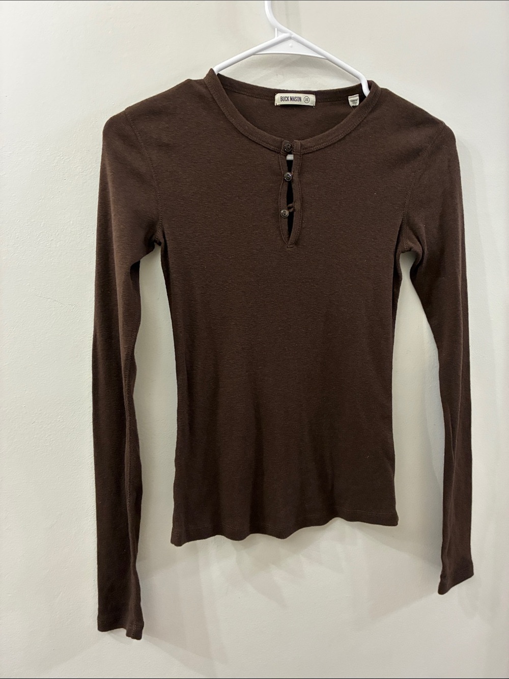 Buck Mason NWT Women's Brown Long-Sleeve Henley Top - XS
